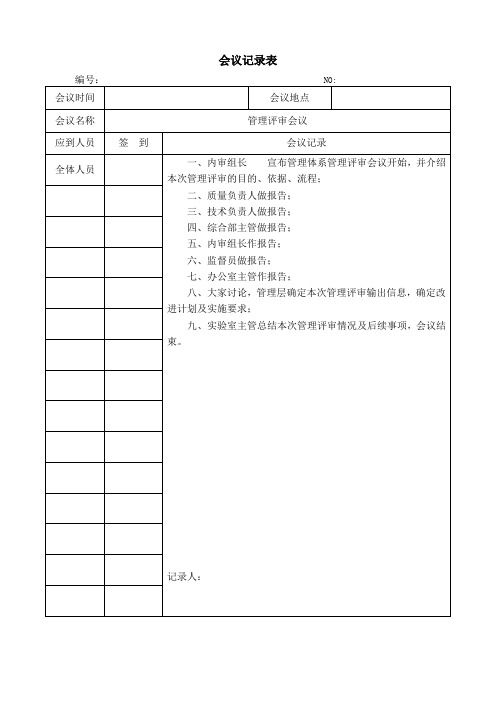 CNAS管评会议记录模板