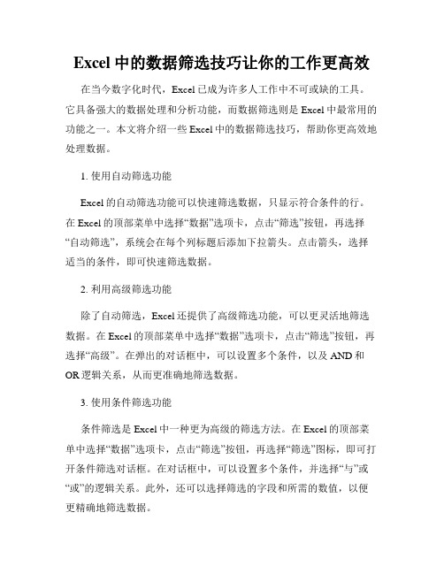 Excel中的数据筛选技巧让你的工作更高效