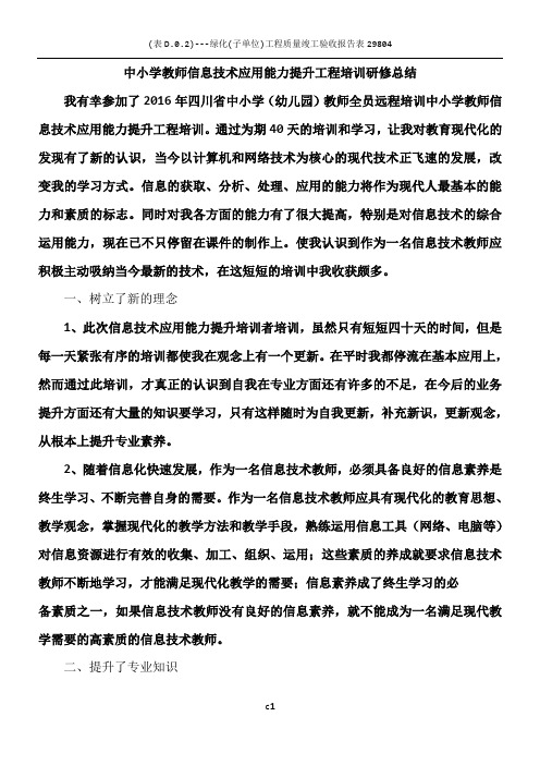 中小学教师信息技术应用能力提升工程培训研修总结04531