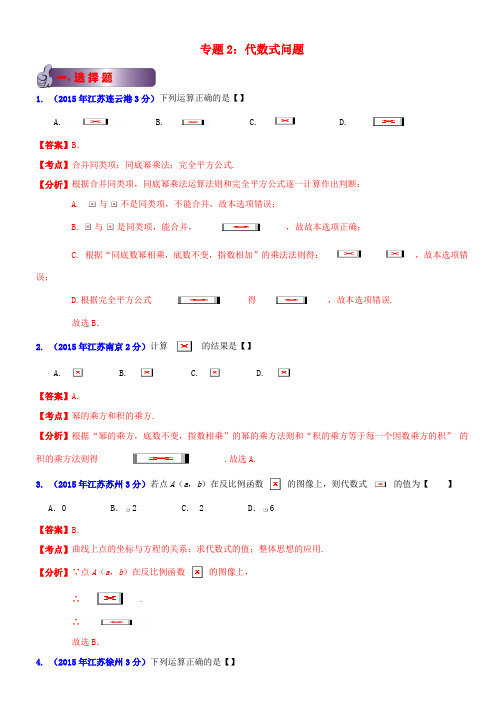 中考数学试题分类解析汇编 专题2 代数式问题