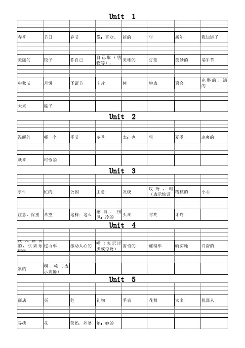 教科版EEC小学四年级英语单词表下册默写强化练习复习测试