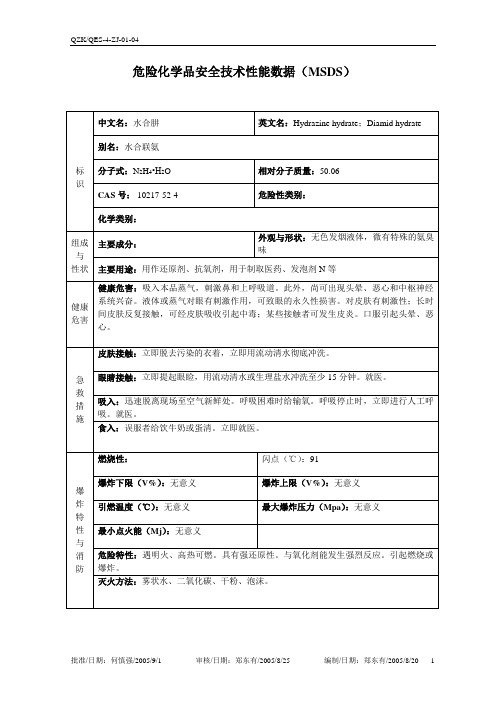 水合肼(MSDS)