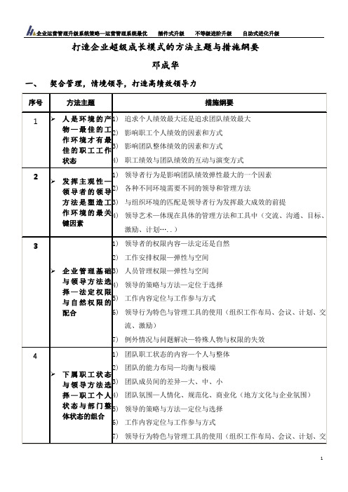 打造企业超级成长模式的方法主题与措施纲要