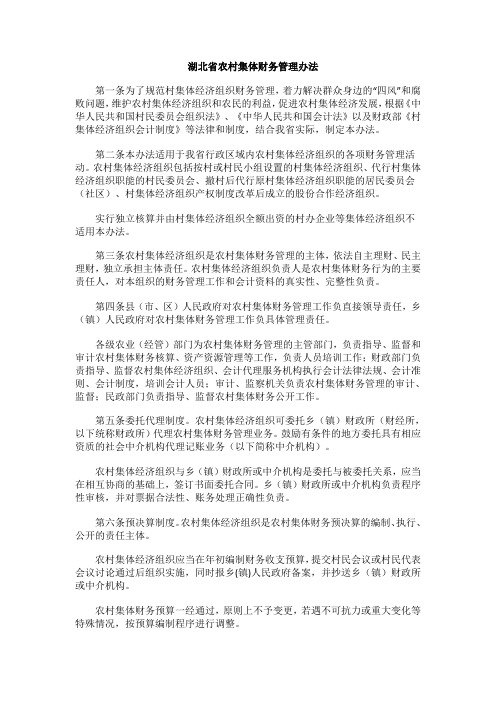 湖北省农村集体财务管理办法