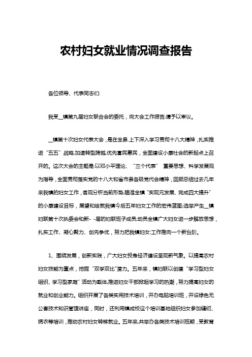 农村妇女就业情况调查报告 (3)