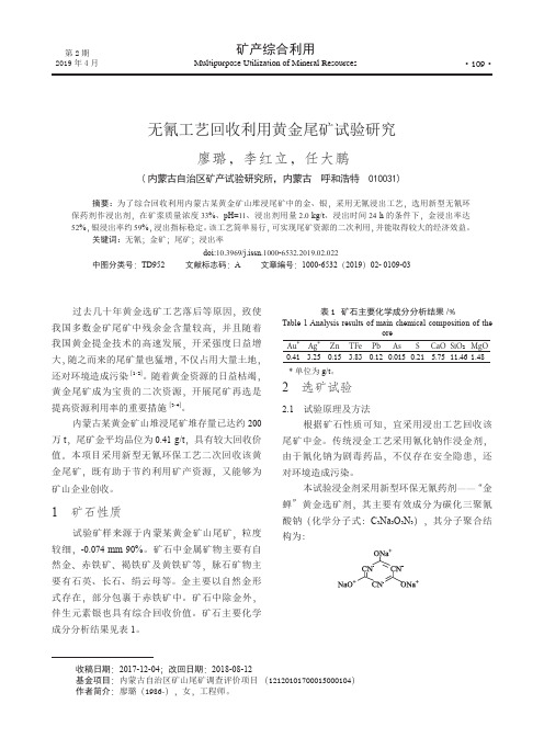 无氰工艺回收利用黄金尾矿试验研究