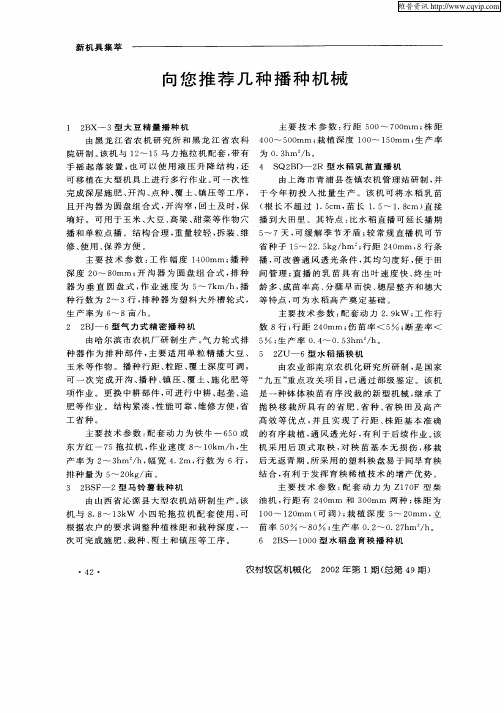 向您推荐几种播种机械