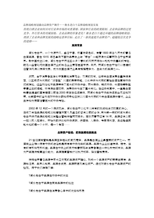 品牌战略方案规划撬动品牌资产飙升衡水老白干品牌战略方案规划实案精选