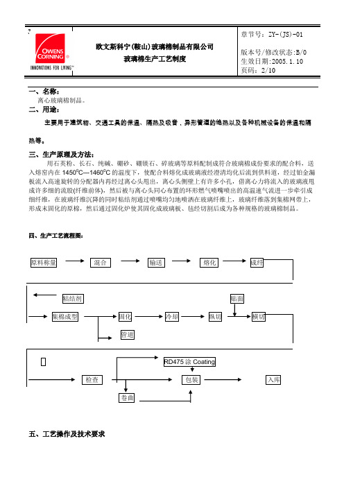 ZY-JS-01ISO Mainline玻璃棉生产工艺制度