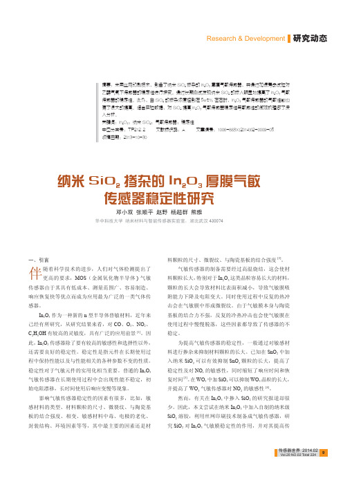 纳米SiO_2掺杂的In2O_3厚膜气敏传感器稳定性研究