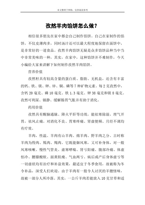 孜然羊肉馅饼怎么做？