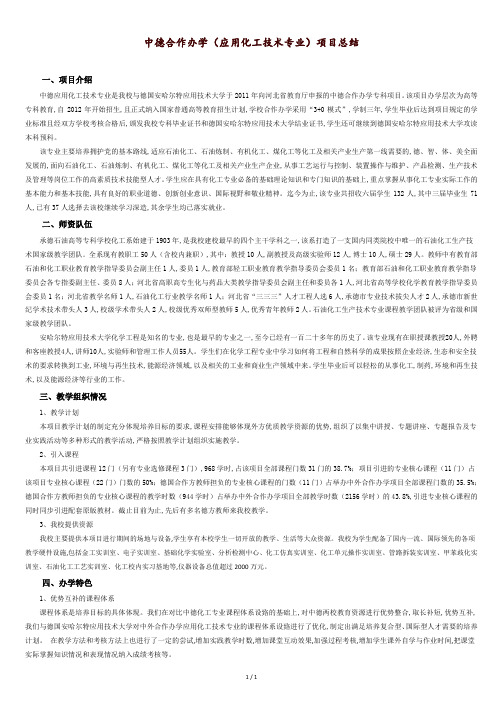 中德合作办学应用化工技术专业项目总结.doc