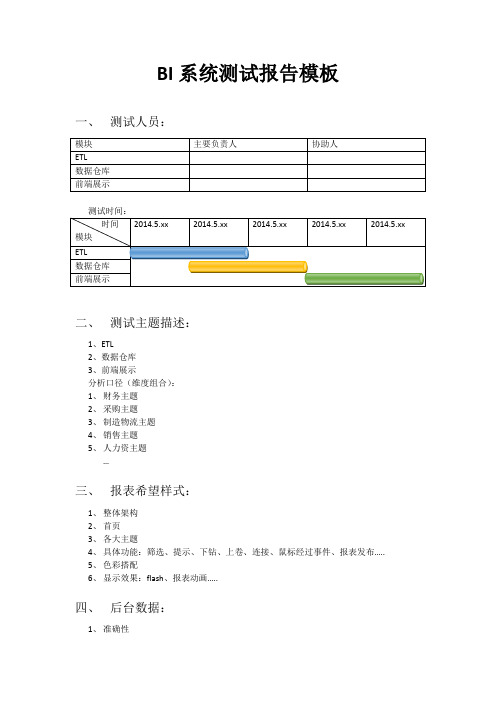 BI分析测试报告模板