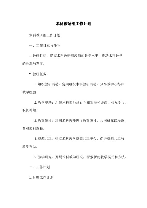 术科教研组工作计划