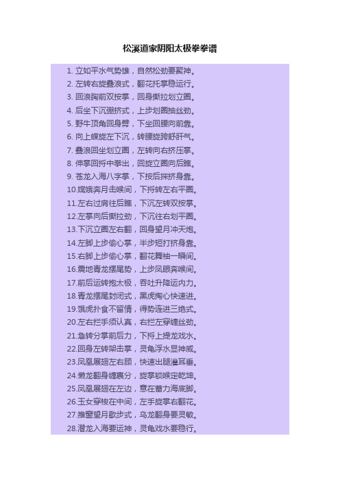 松溪道家阴阳太极拳拳谱