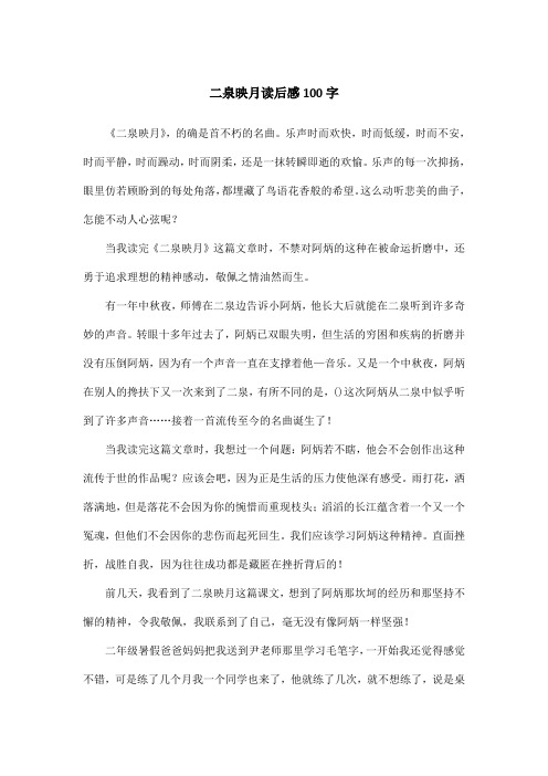 二泉映月读后感100字