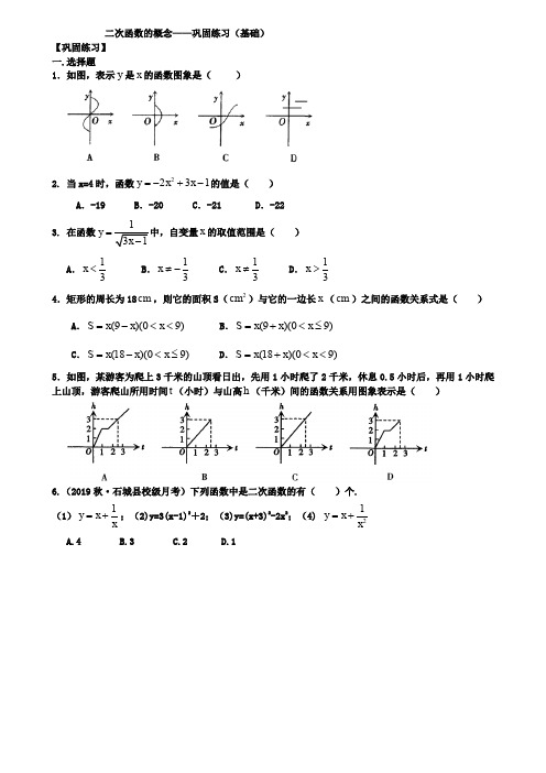 中考第一轮复习二次函数的概念——巩固练习(基础)