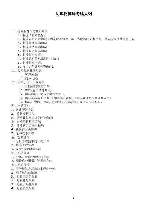 助理物流师考试大纲