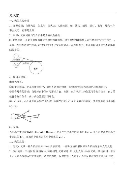 七年级上册光现象分析