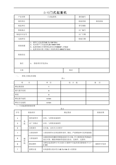 门式起重机专项检查表