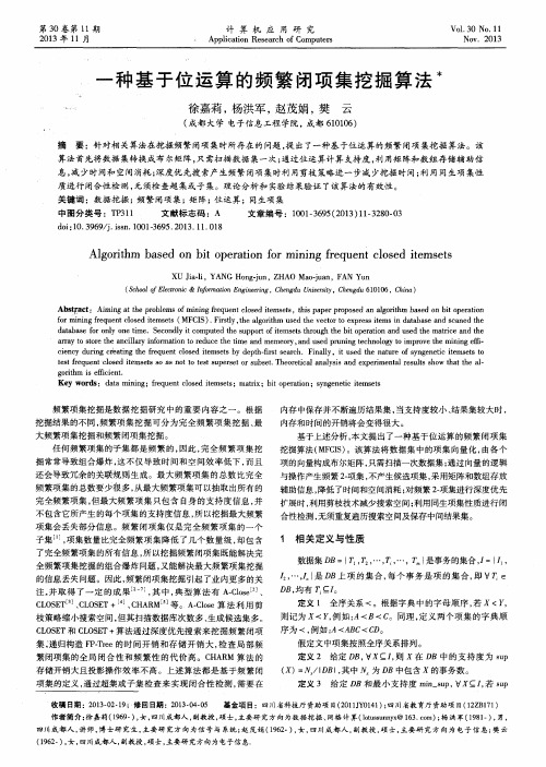 一种基于位运算的频繁闭项集挖掘算法