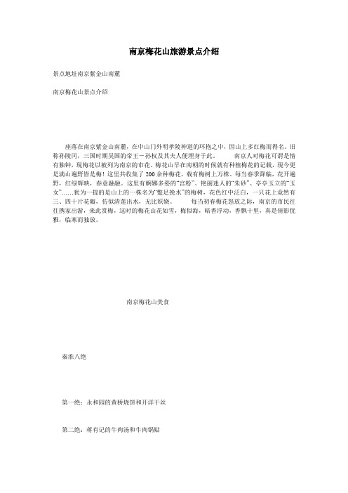 南京梅花山旅游景点介绍