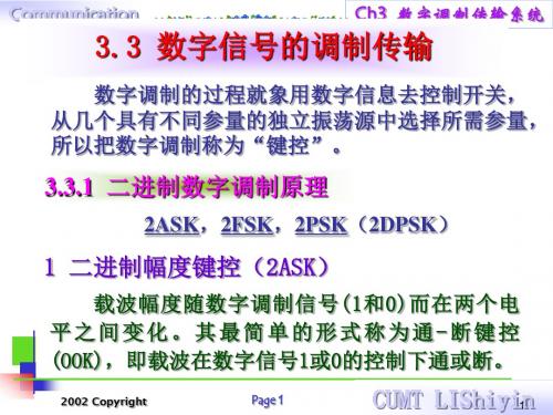 3.3 二进制数字调制原理