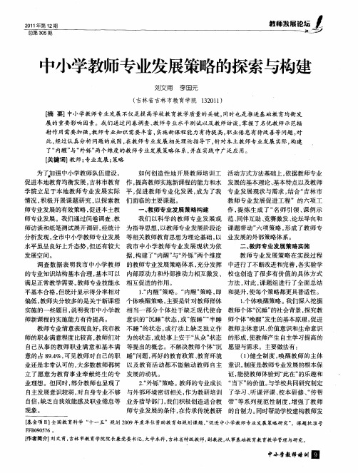 中小学教师专业发展策略的探索与构建