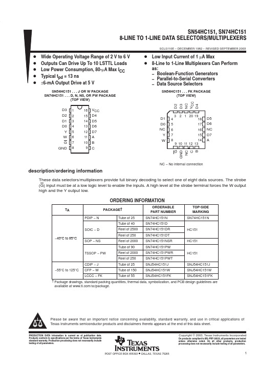 SN74HC151DE4中文资料