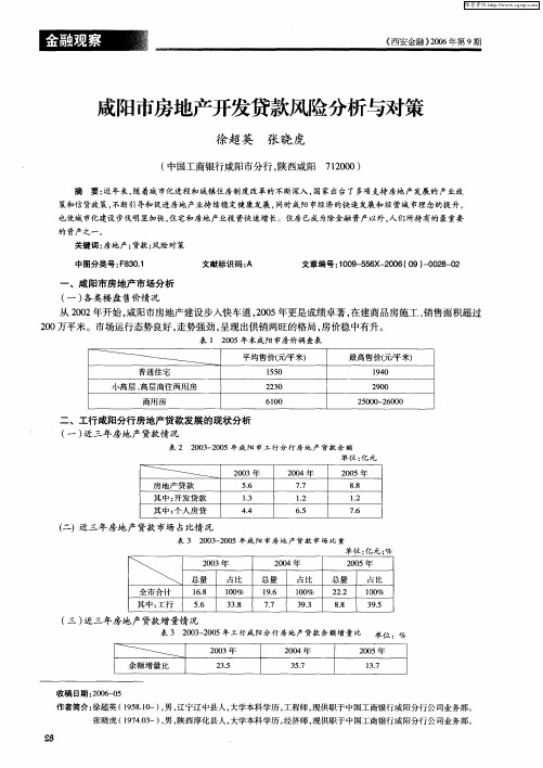 咸阳市房地产开发贷款风险分析与对策