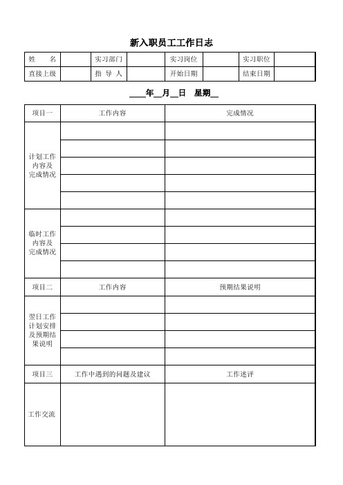 完美的工作日志附带填写说明 