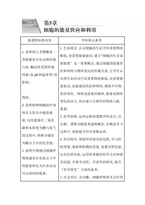 新教材人教版必修1 第5章 第1节 第1课时 酶的作用和本质 学案