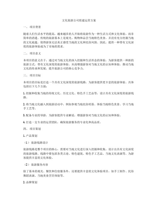 文化旅游公司组建运营方案