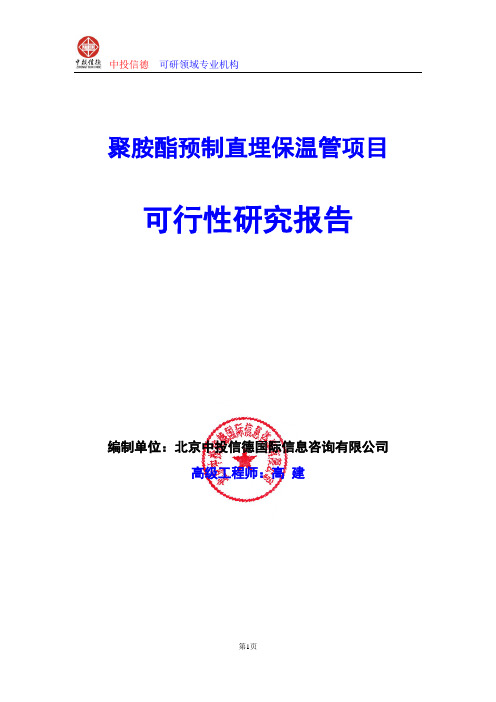 聚胺酯预制直埋保温管项目可行性研究报告编写格式及参考(模板word)