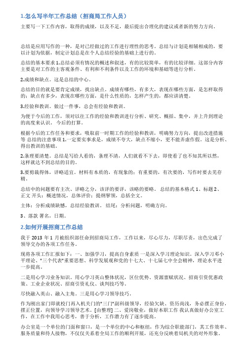 招商局副局长工作总结范文