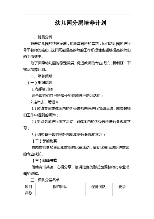 幼儿园分层培养计划
