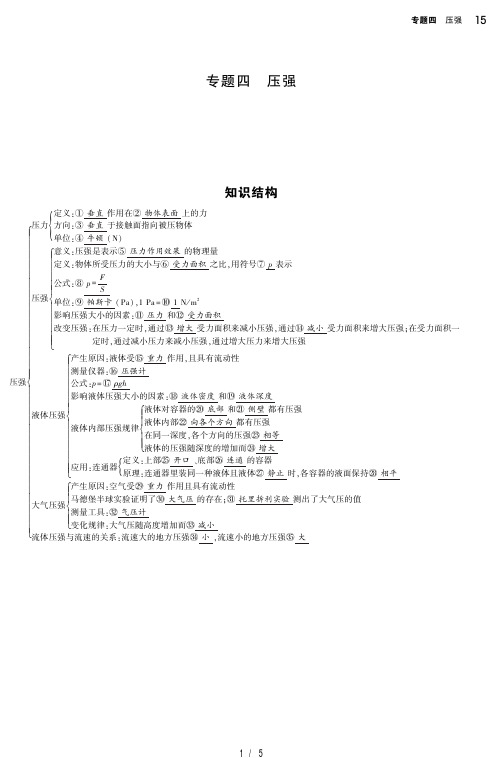 2019年版北京中考物理专题四 压强