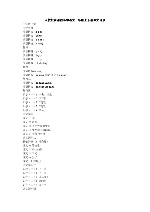人教版小学语文课文目录