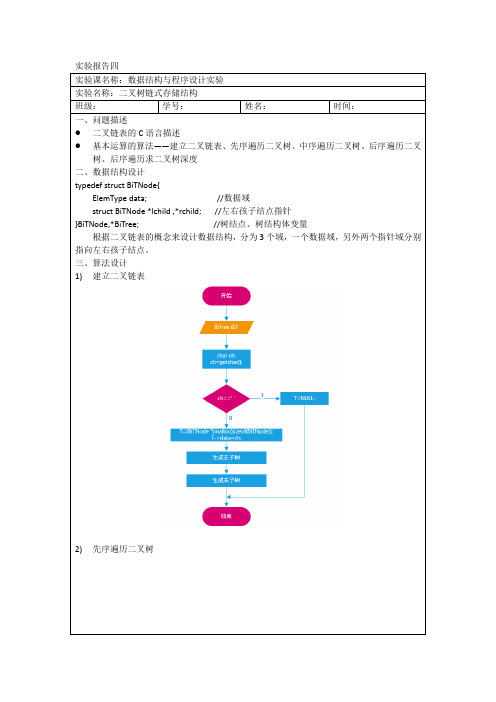 数据结构实验四——二叉树链式