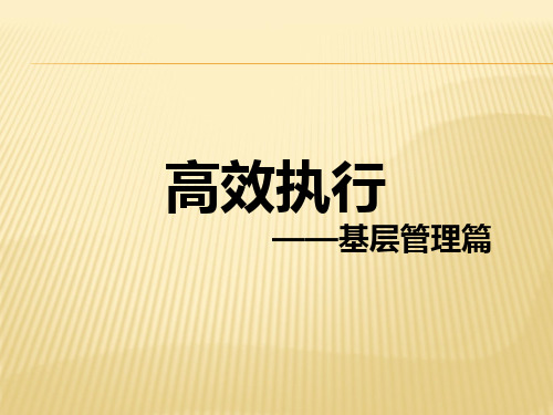 高效执行-基层管理篇