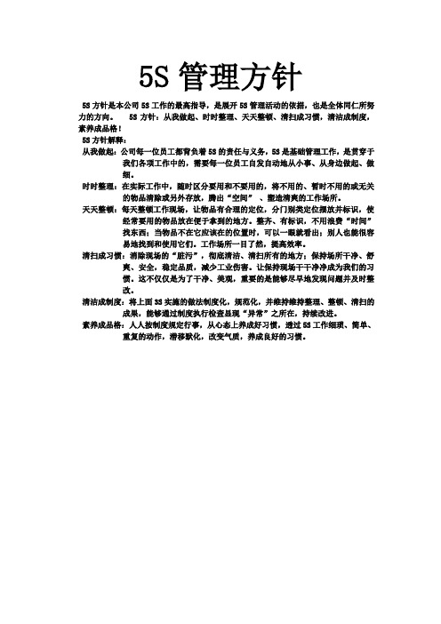 5S管理方针