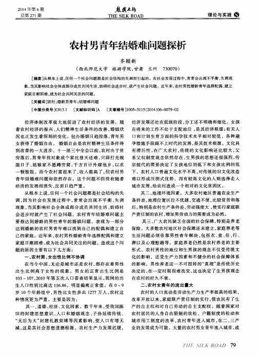 农村男青年结婚难问题探析