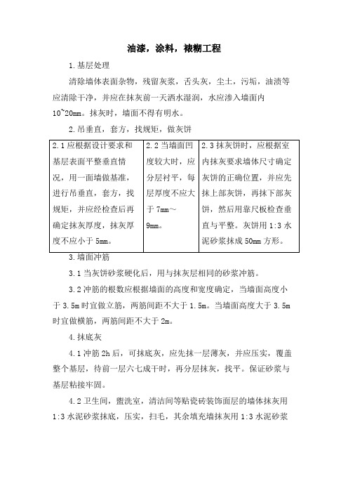 油漆、涂料、裱糊工程