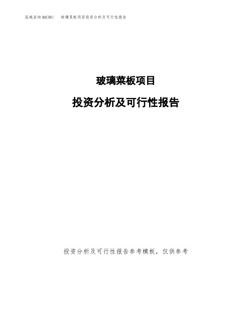 玻璃菜板项目投资分析及可行性报告