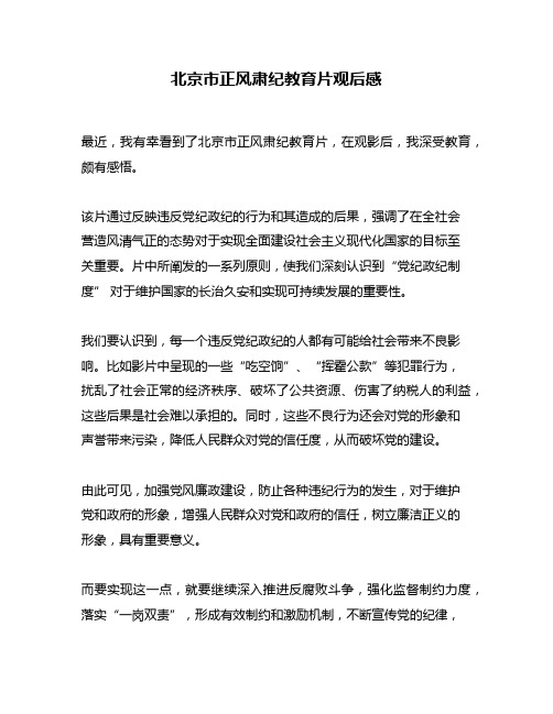 北京市正风肃纪教育片观后感