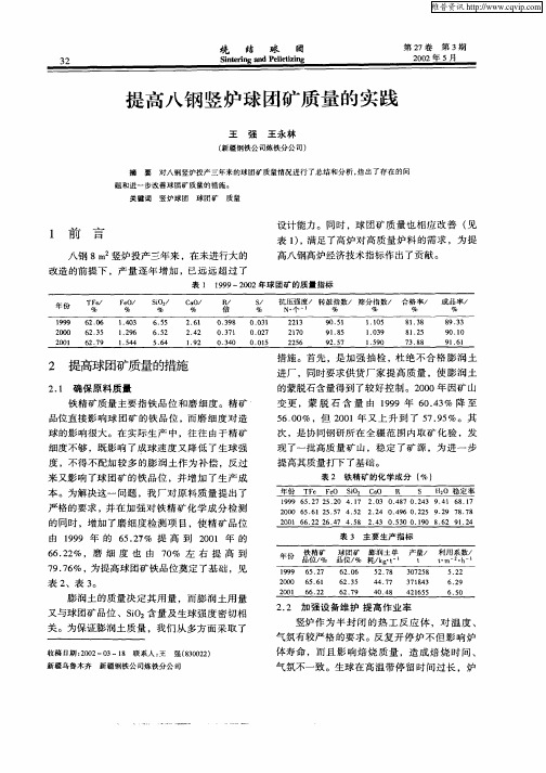 提高八钢竖炉球团矿质量的实践