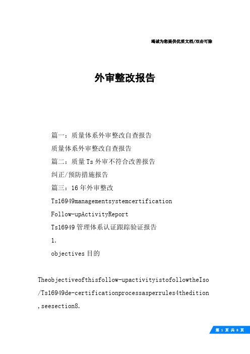 外审整改报告
