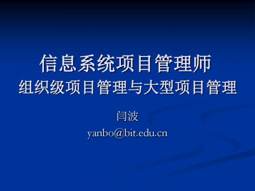 信息系统项目管理师_第十九章_组织级项目管理与大型项目管理闫波