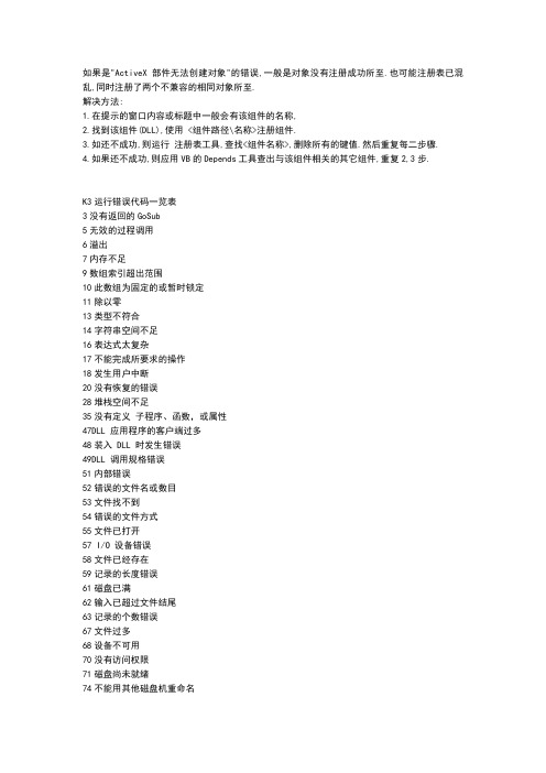 金碟K3ERP错误代码及解决方法