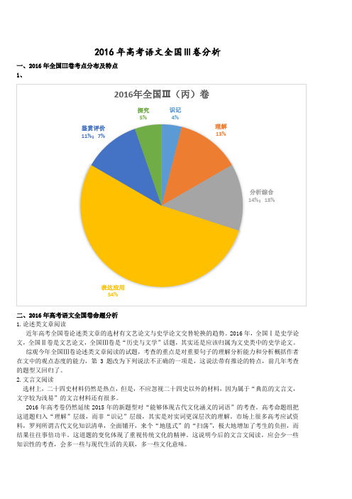2016年高考语文全国Ⅲ卷分析